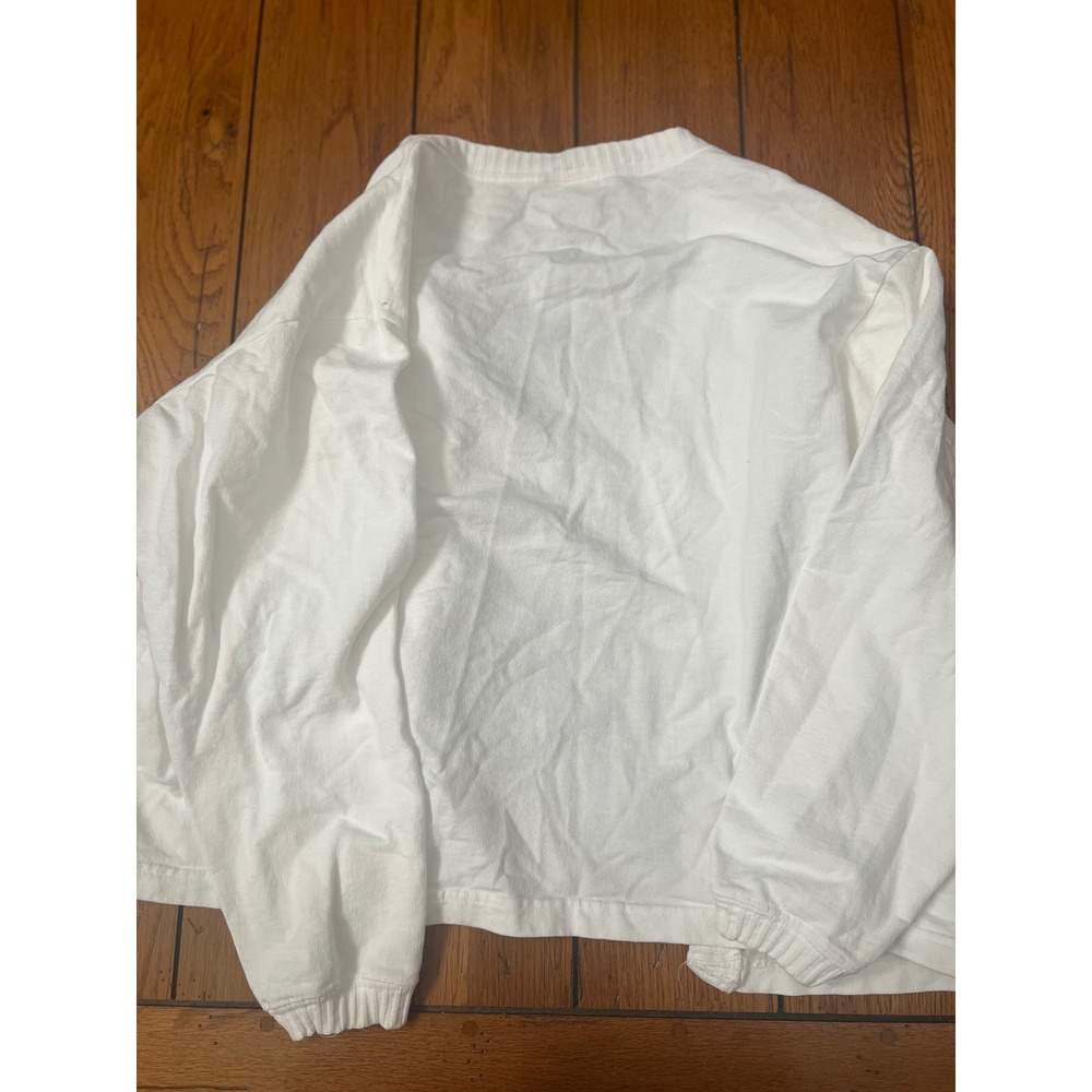 Partners White Cotton Button Down Cardigan Sweater V-Neck Made in USA Large
